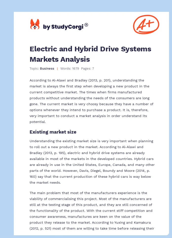 Electric and Hybrid Drive Systems Markets Analysis. Page 1