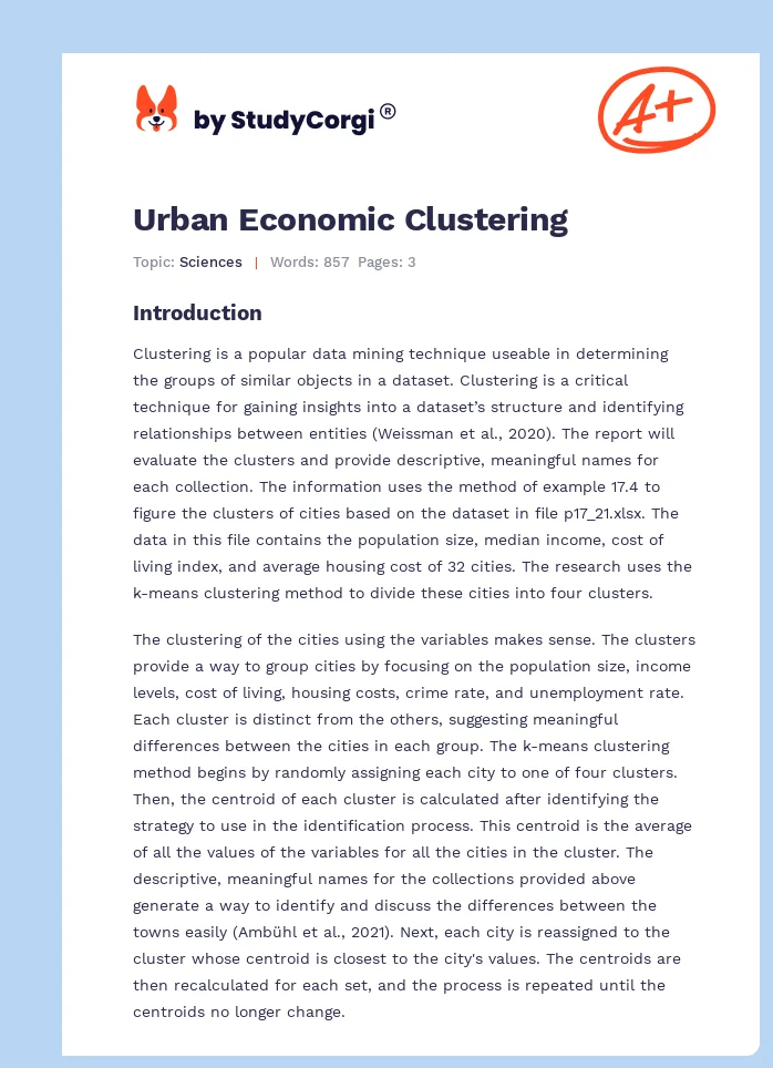 Urban Economic Clustering. Page 1