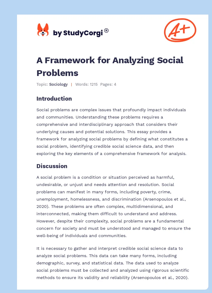 A Framework for Analyzing Social Problems. Page 1