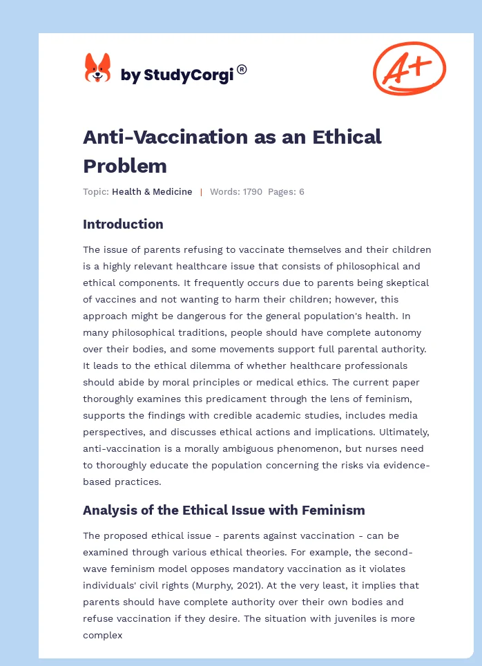 Anti-Vaccination as an Ethical Problem. Page 1