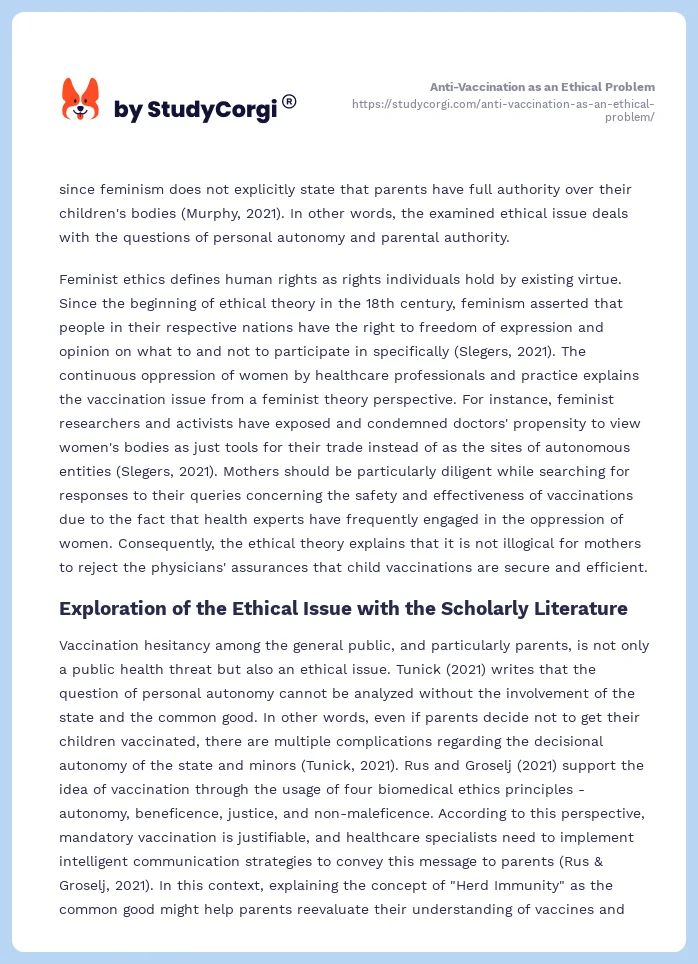 Anti-Vaccination as an Ethical Problem. Page 2