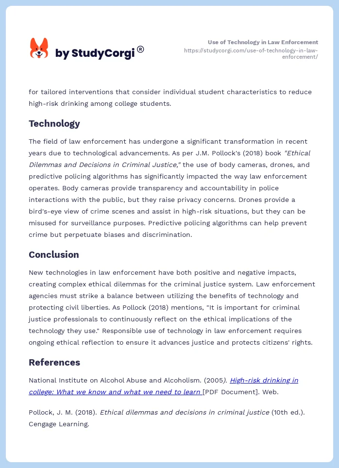 Use of Technology in Law Enforcement. Page 2