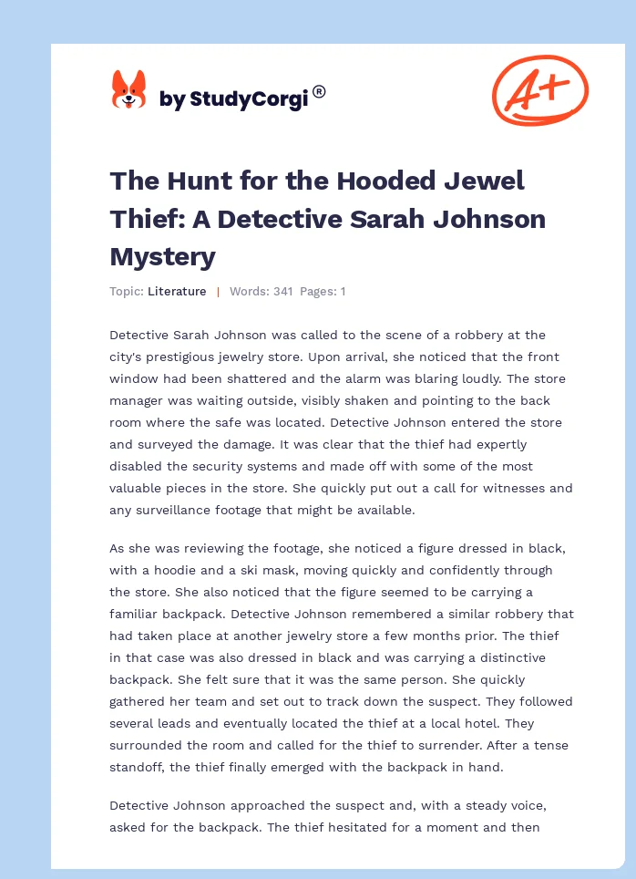 The Hunt for the Hooded Jewel Thief: A Detective Sarah Johnson Mystery. Page 1