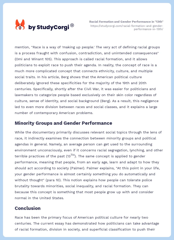 Racial Formation and Gender Performance in "13th". Page 2