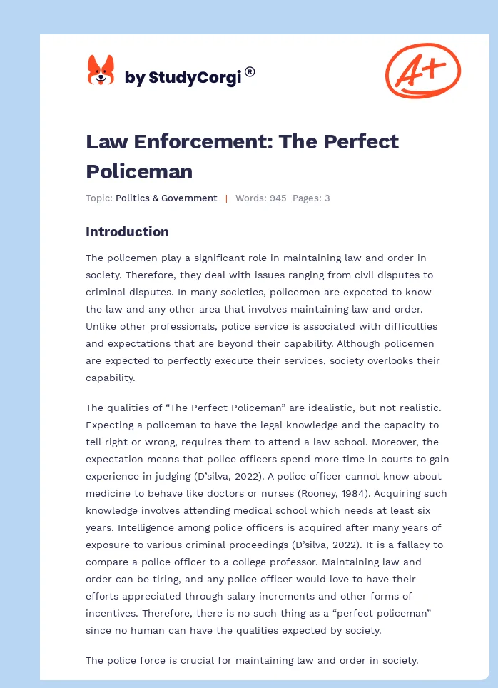 Law Enforcement: The Perfect Policeman. Page 1