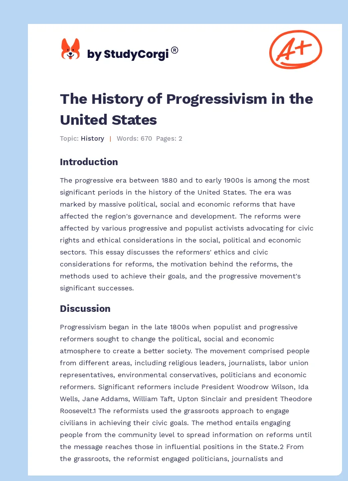 The History of Progressivism in the United States. Page 1