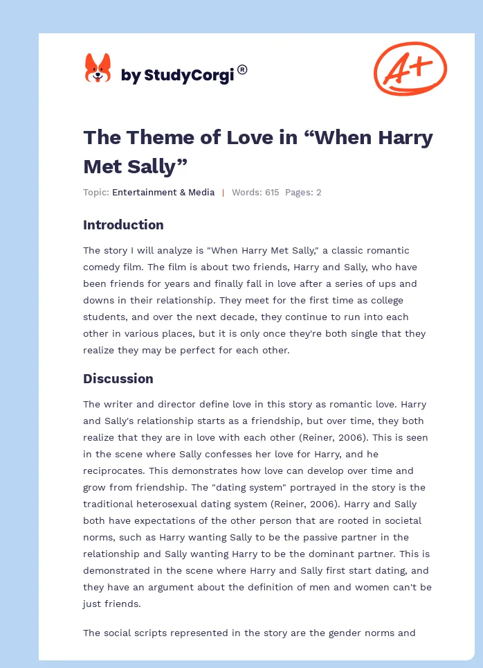 The Theme of Love in “When Harry Met Sally”. Page 1