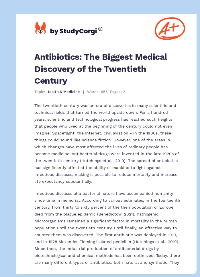Antibiotics: The Biggest Medical Discovery of the Twentieth Century. Page 1
