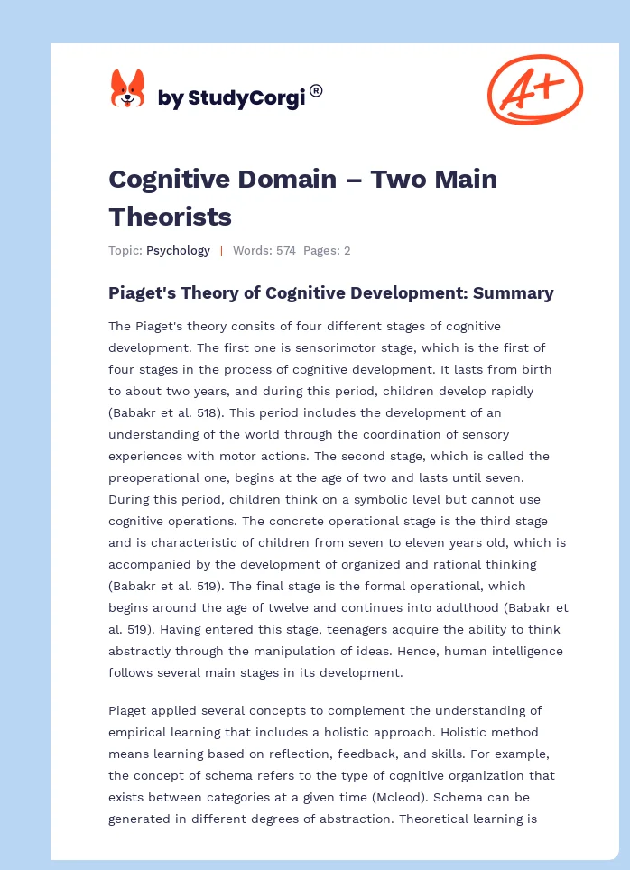 Cognitive Domain – Two Main Theorists. Page 1