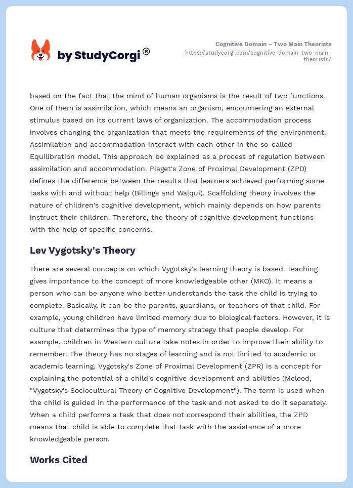 Cognitive Domain – Two Main Theorists. Page 2