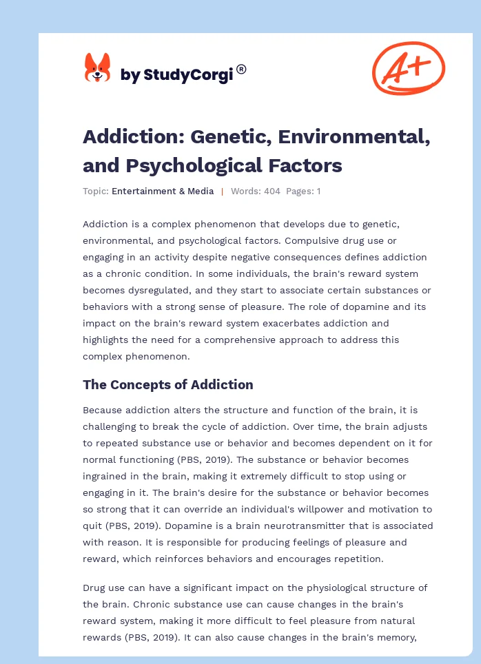 Addiction: Genetic, Environmental, and Psychological Factors. Page 1