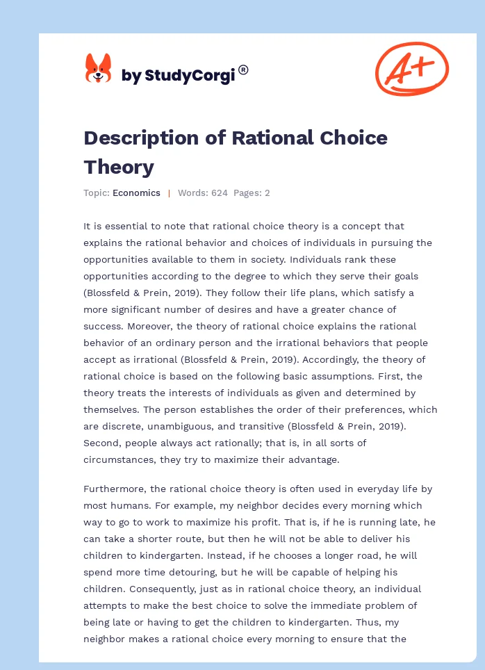 Description of Rational Choice Theory. Page 1