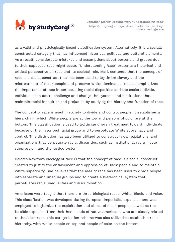 Jonathan Marks' Documentary "Understanding Race". Page 2
