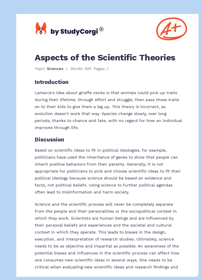 Aspects of the Scientific Theories. Page 1