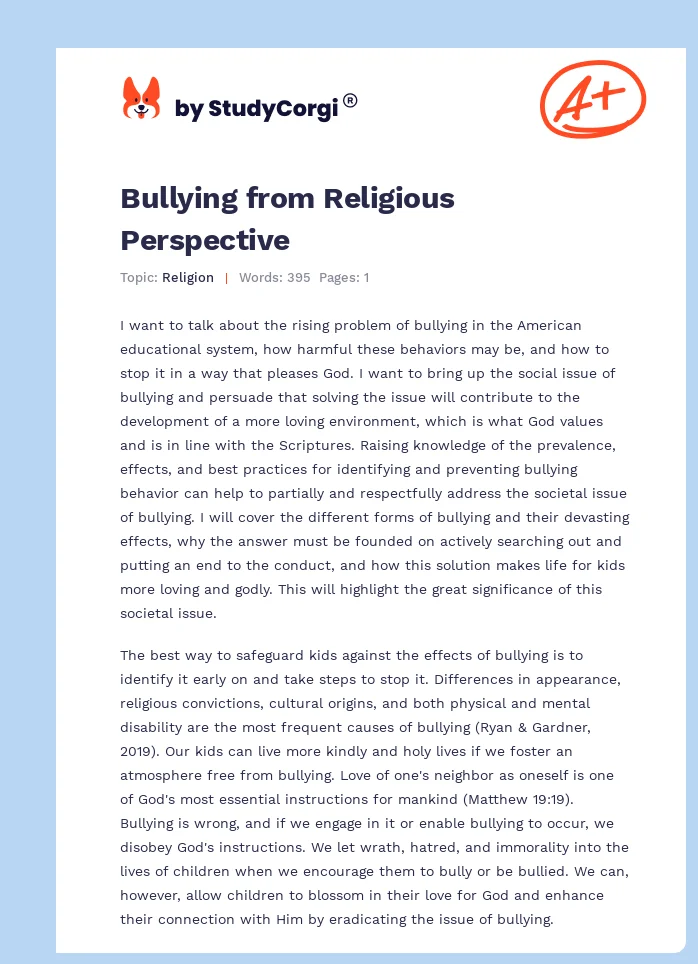 Bullying From Religious Perspective. Page 1