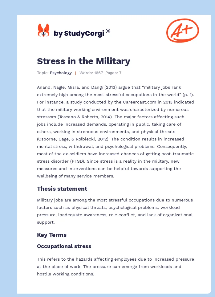 Stress in the Military. Page 1