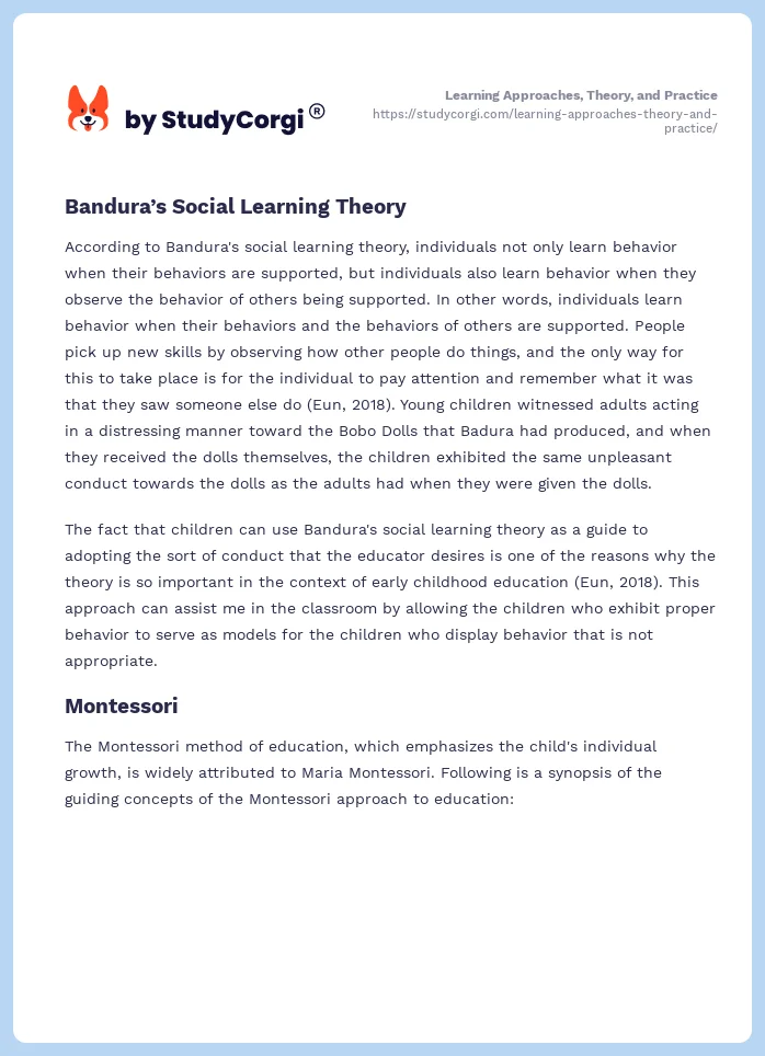 Learning Approaches, Theory, and Practice. Page 2