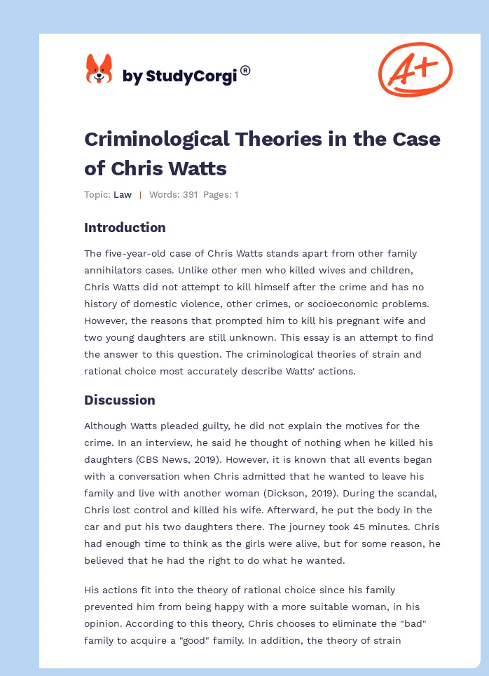 Criminological Theories in the Case of Chris Watts. Page 1
