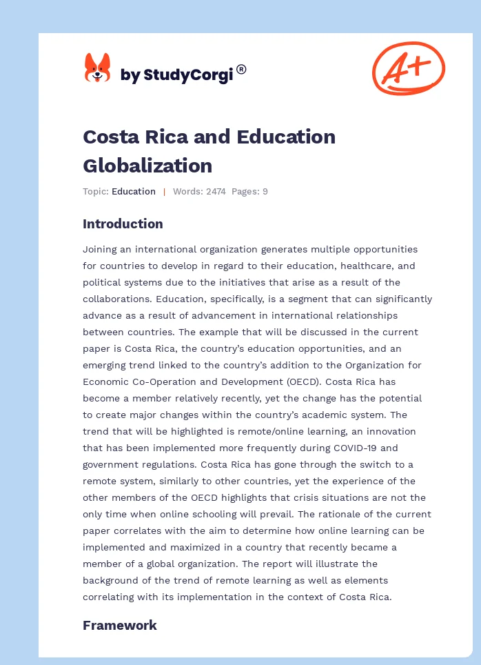 Costa Rica and Education Globalization. Page 1
