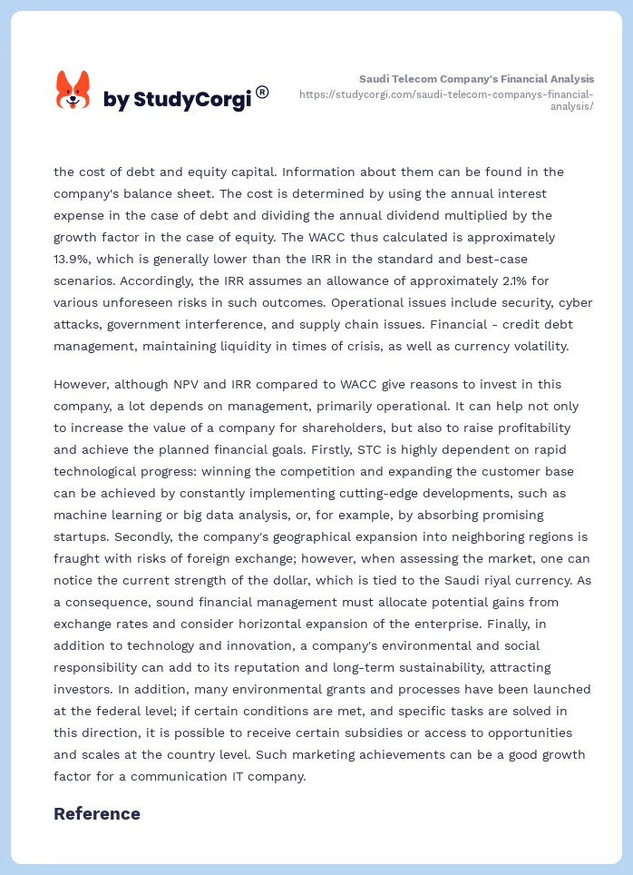 Saudi Telecom Company's Financial Analysis. Page 2