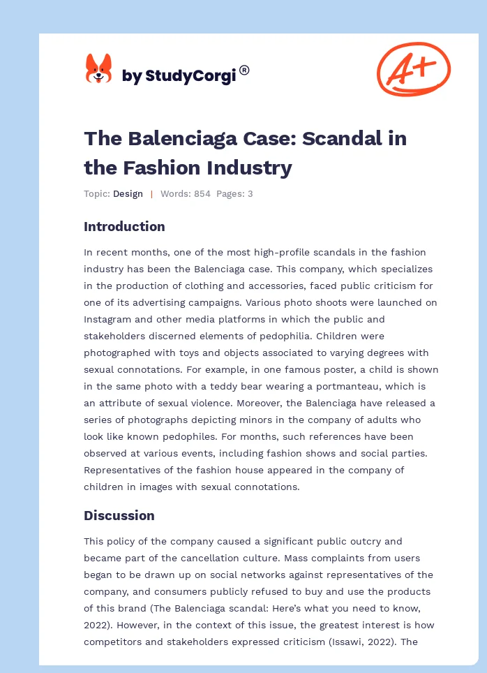 The Balenciaga Case: Scandal in the Fashion Industry. Page 1