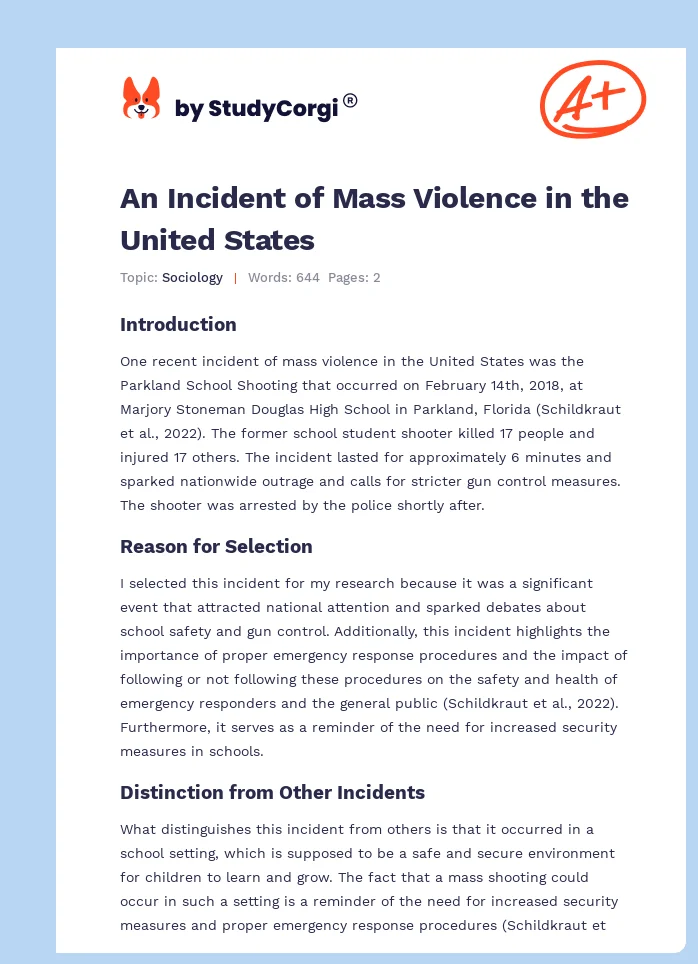 An Incident of Mass Violence in the United States. Page 1