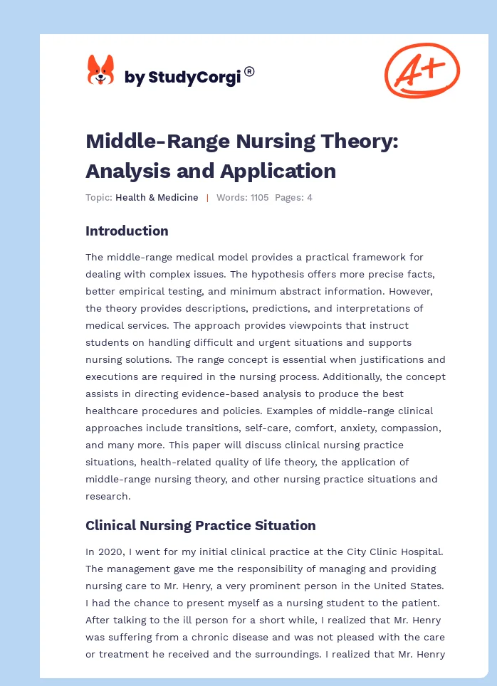 Middle-Range Nursing Theory: Analysis and Application. Page 1