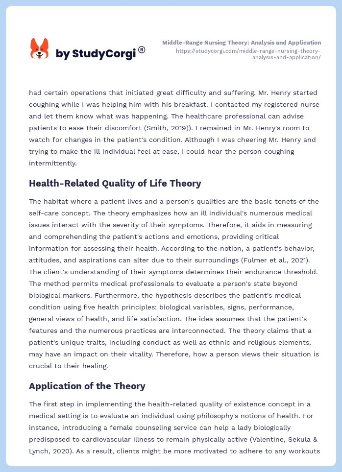 Middle-Range Nursing Theory: Analysis and Application. Page 2