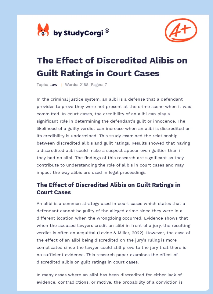 The Effect of Discredited Alibis on Guilt Ratings in Court Cases. Page 1