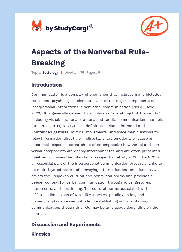 Aspects of the Nonverbal Rule-Breaking. Page 1
