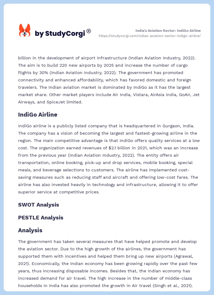 India's Aviation Sector: IndiGo Airline. Page 2