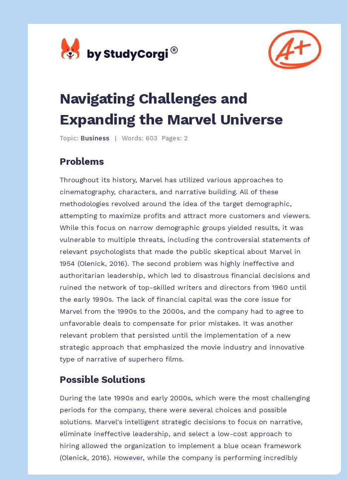 Navigating Challenges and Expanding the Marvel Universe. Page 1