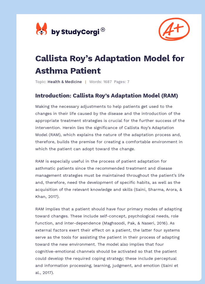 Callista Roy’s Adaptation Model for Asthma Patient. Page 1