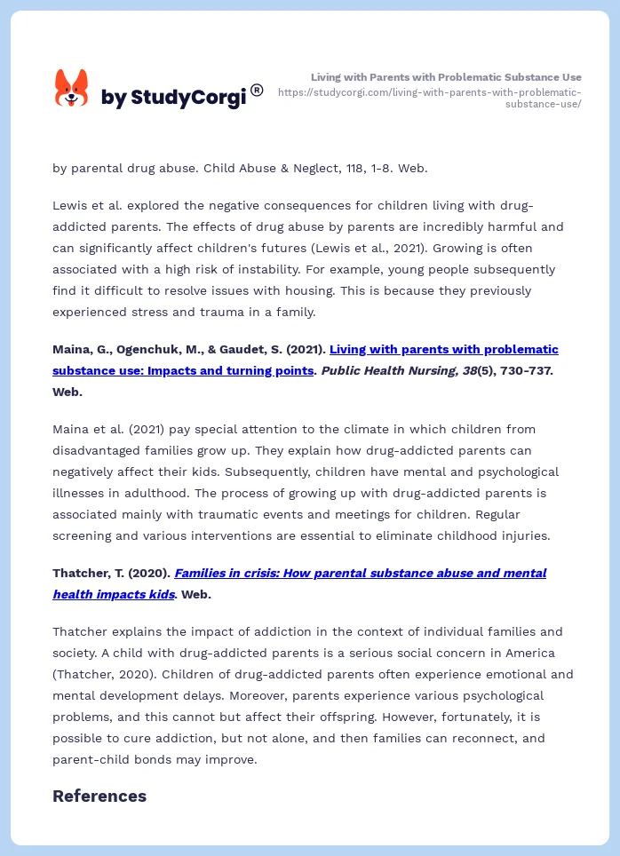 Living with Parents with Problematic Substance Use. Page 2