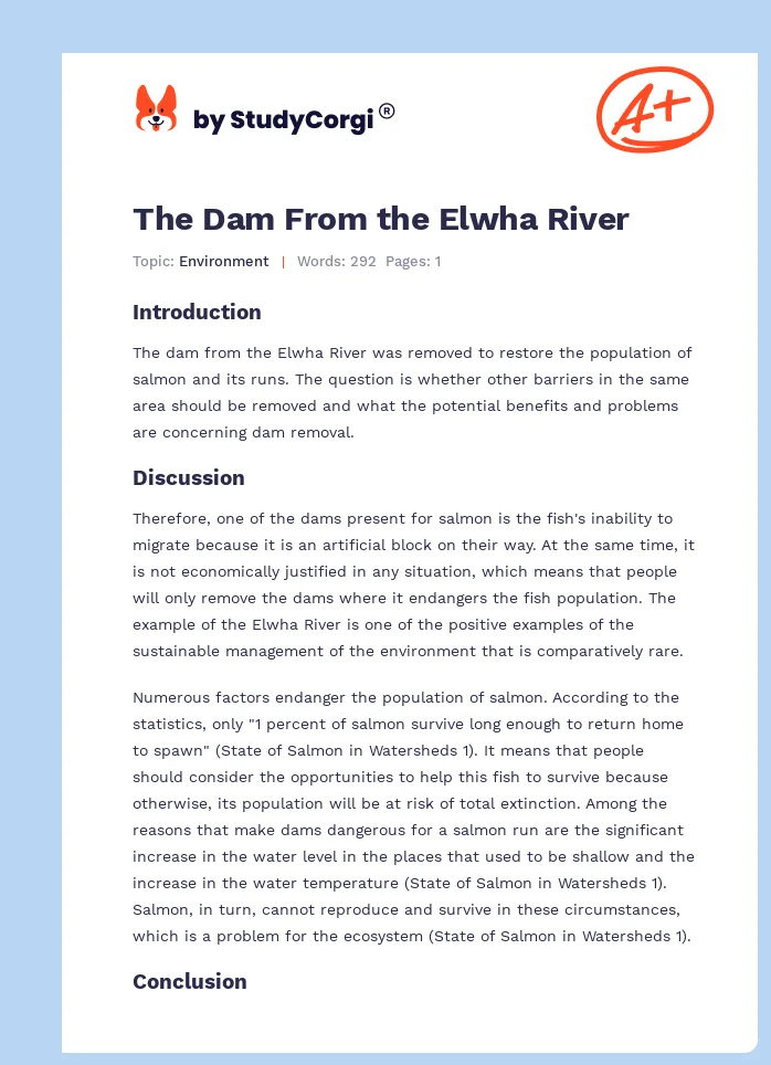 The Dam From the Elwha River. Page 1