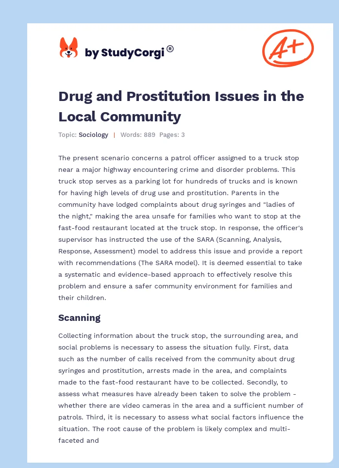 Drug and Prostitution Issues in the Local Community. Page 1