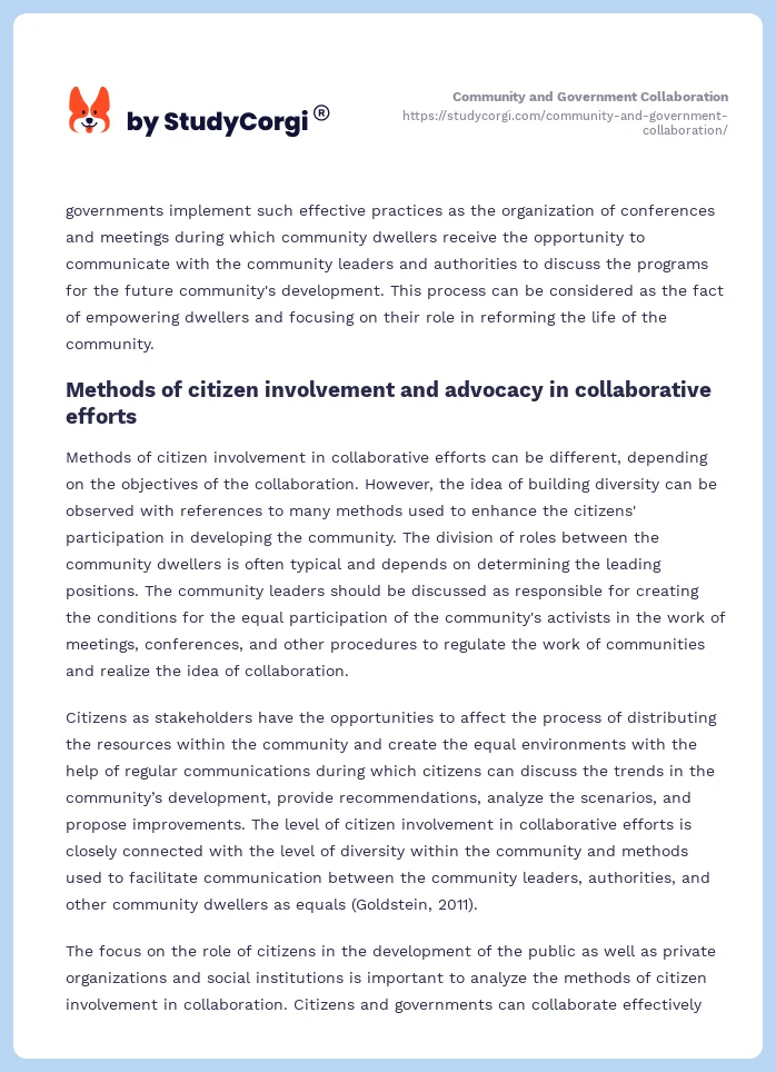 Community and Government Collaboration. Page 2