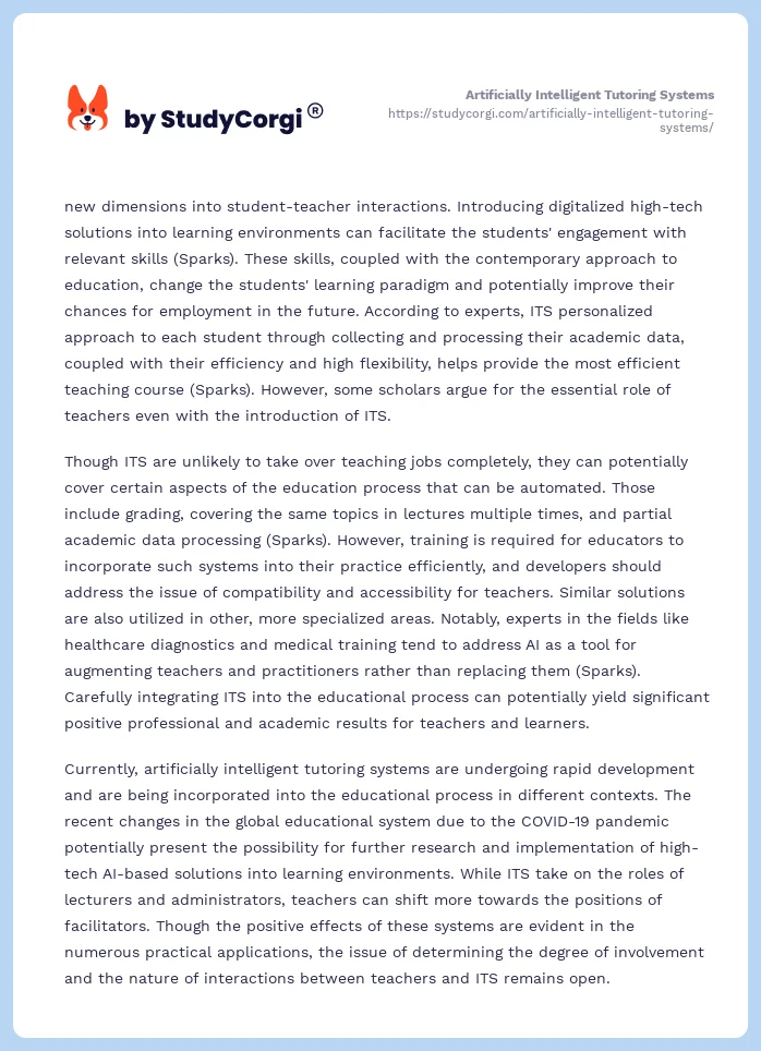 Artificially Intelligent Tutoring Systems. Page 2