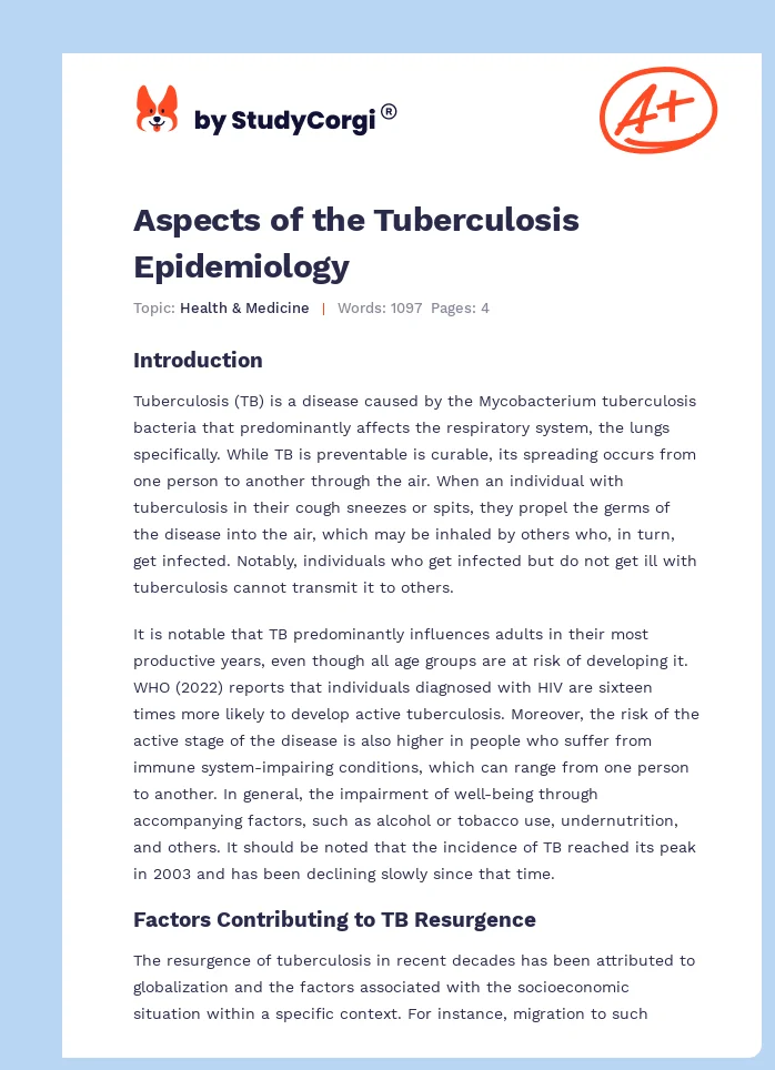 Aspects of the Tuberculosis Epidemiology. Page 1