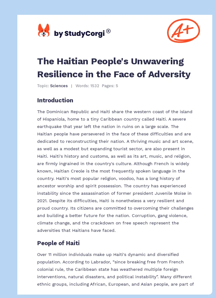 The Haitian People's Unwavering Resilience in the Face of Adversity. Page 1