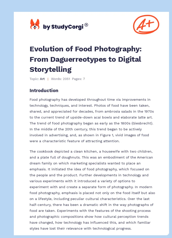 Evolution of Food Photography: From Daguerreotypes to Digital Storytelling. Page 1