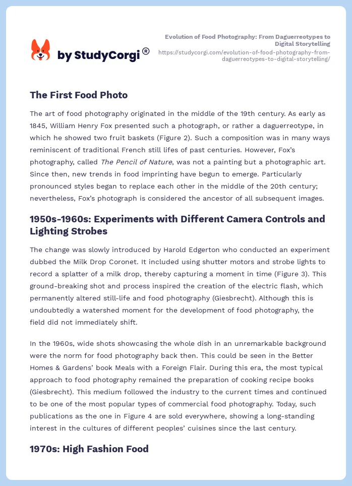 Evolution of Food Photography: From Daguerreotypes to Digital Storytelling. Page 2