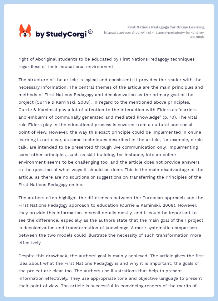 First Nations Pedagogy for Online Learning. Page 2