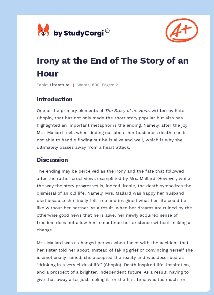 “The Story of an Hour” by Kate Chopin. Page 1