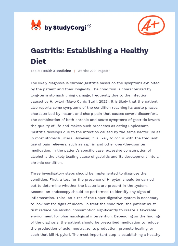 Gastritis: Establishing a Healthy Diet. Page 1