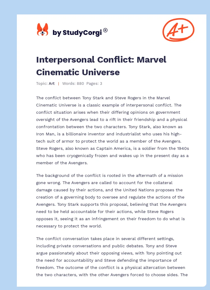 Interpersonal Conflict: Marvel Cinematic Universe. Page 1