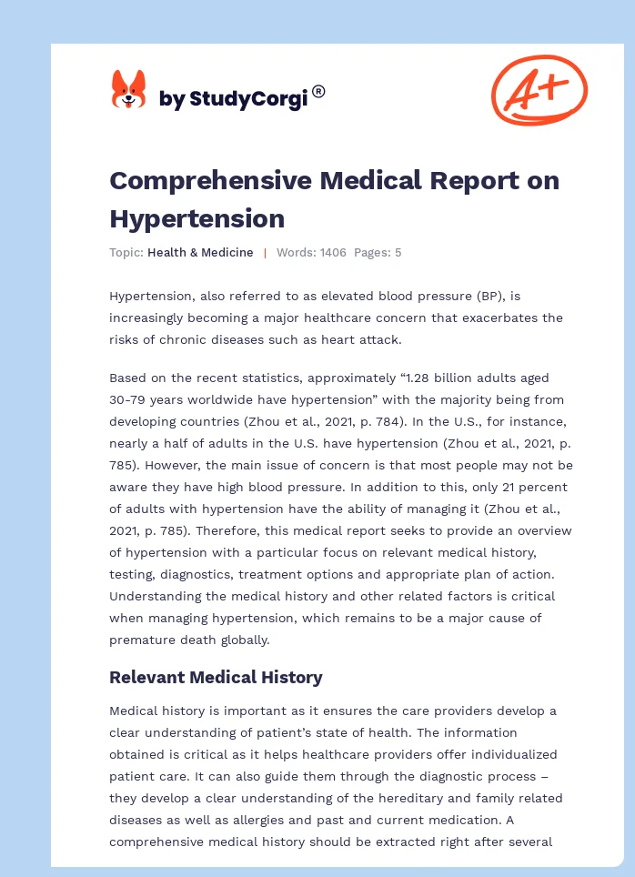 Comprehensive Medical Report on Hypertension. Page 1