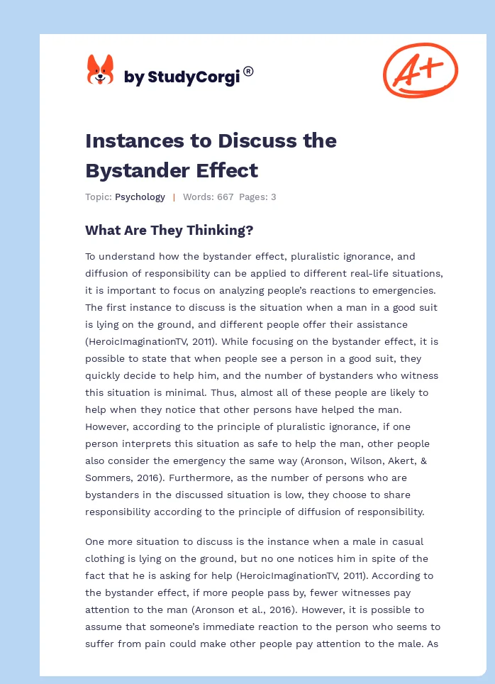 Instances to Discuss the Bystander Effect. Page 1
