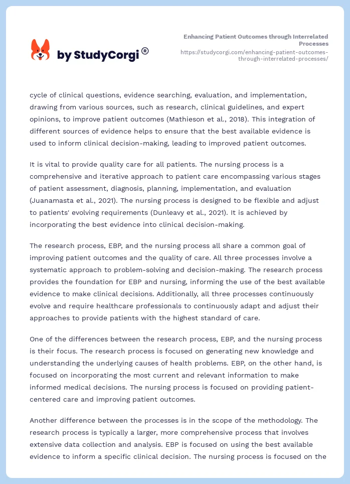 Enhancing Patient Outcomes through Interrelated Processes. Page 2