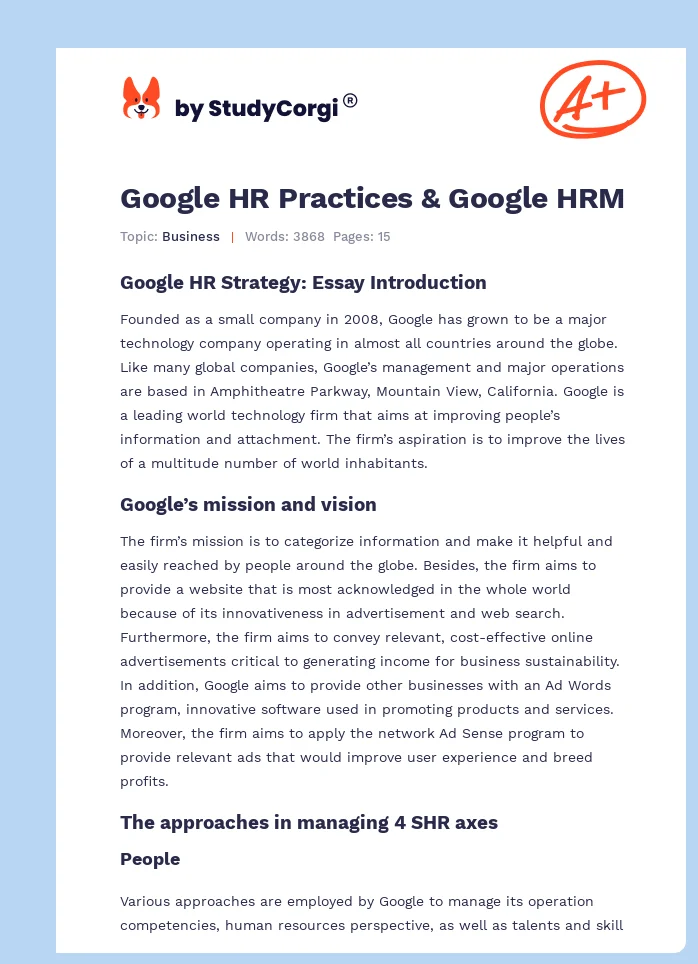 Google HR Practices & Google HRM. Page 1